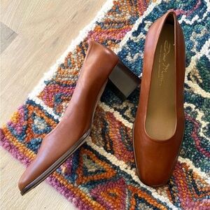 Dino Monti Genuine Leather cognac block heel- Size 10